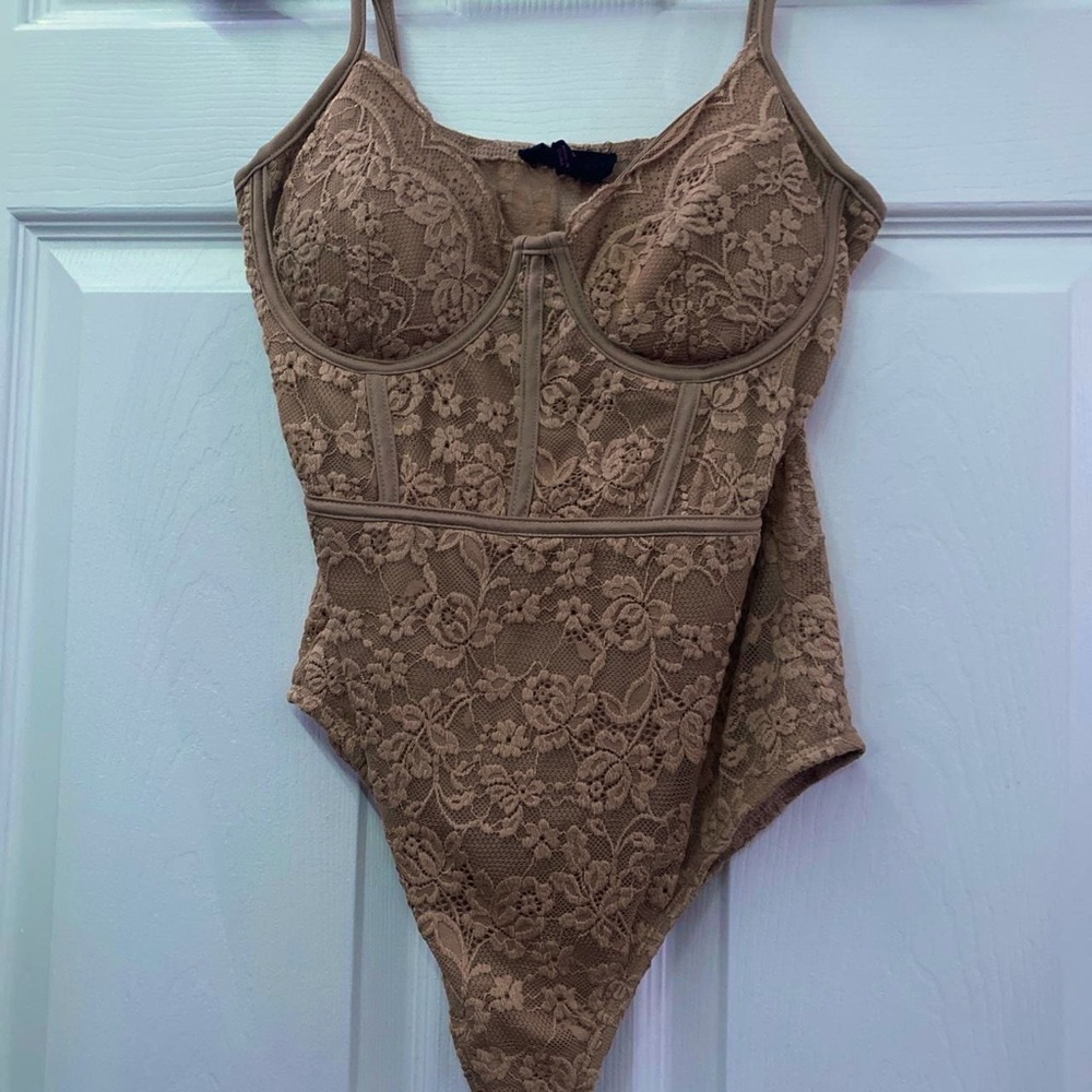 Beige/ Tan Lacy Bodysuit